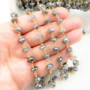 Coated Labradorite Gold Plated Wire Chain